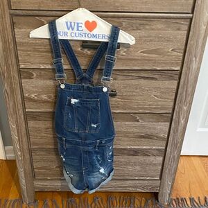 Blank NYC Blue Denim Distressed Romper